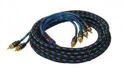 AIV Cinch-Y-Adapter Verbindungskabel - 2 Stecker auf 4 Stecker - 5,0 m - blau, schwarz - 630395