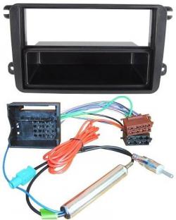 Einbaurahmen und ISO Radioadapter + Phantomeinspeisung Fakra (150 Ohm) f�r DIN Autoradio in VW