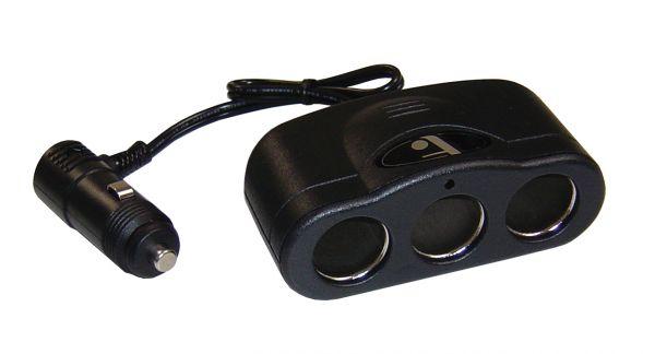 AIV DIN-Norm-Zigarettenanz�nder-Steckdose-Adapter - Stecker auf 3x Kupplung