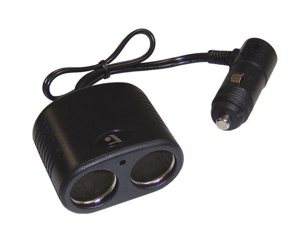 AIV DIN-Norm-Zigarettenanz&uuml;nder-Steckdose-Adapter - Stecker auf 2x Kupplung
