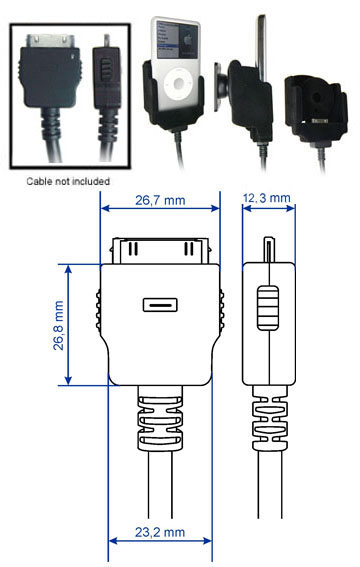 iPod 3G / 4G / 5G / Photo / Colour / Classic Halterung - aktiv - Kabel Vorbereitung - Brodit 840756