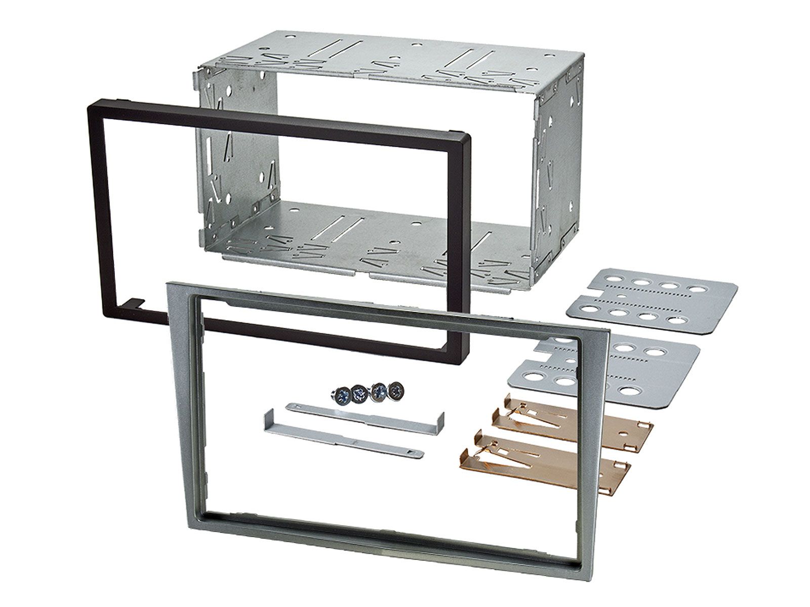 Einbaurahmen Komplett Set f�r Doppel DIN Autoradio in Opel Astra H, Corsa D, Zafira B - silber gl.