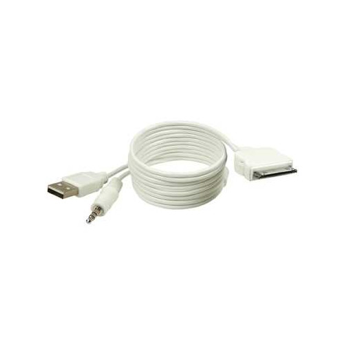 iPod / iPhone Line-Out Adapter mit USB-Ladefunktion und 3,5mm Klinke - wei�