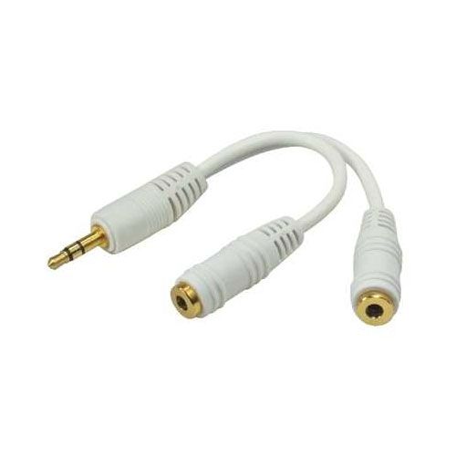 iPod / Aux Kabel 3,5 mm Klinkenstecker auf 2x 3,5 mm Klinkenstecker - Kupplung - 0,2m - wei�
