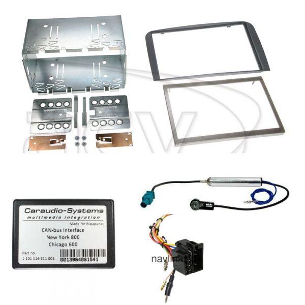 Radioeinbauset mit Lenkradsteuerung f�r Blaupunkt Doppel DIN Autoradio in Alfa 147, GT schwarz