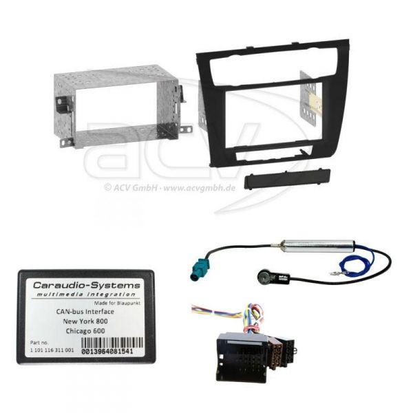 Radioeinbauset mit Lenkradsteuerung f�r Blaupunkt Doppel DIN Autoradio in BMW 1er (aut. Klima)