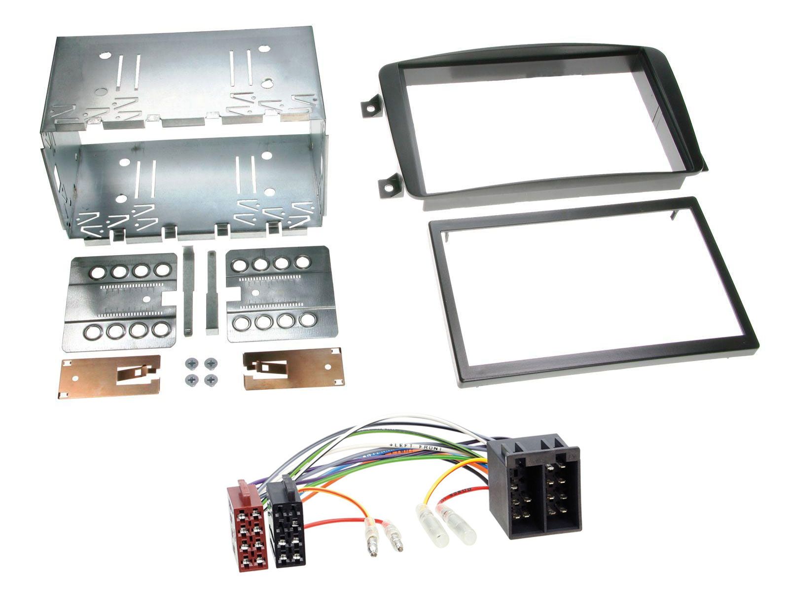 Radioeinbauset f�r Doppel DIN Autoradio in Mercedes C-Klasse, Viano, CLK, Vito - schwarz Rubber