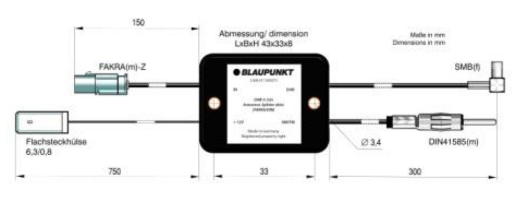 Blaupunkt - Antennen-Splitter aktiv DAB-S-32a (FAKRA/DIN) - AM/FM DAB/DAB+ - 2006017472612