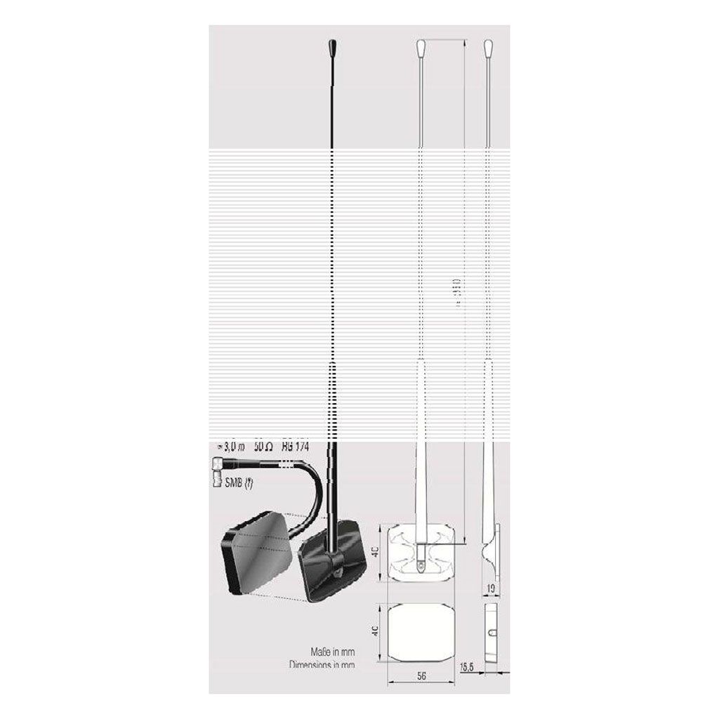 Antenne Bad Blankenburg - Universal DAB / DAB+ Aktivantenne mit SMB Buchse - 4573.01 / 41101