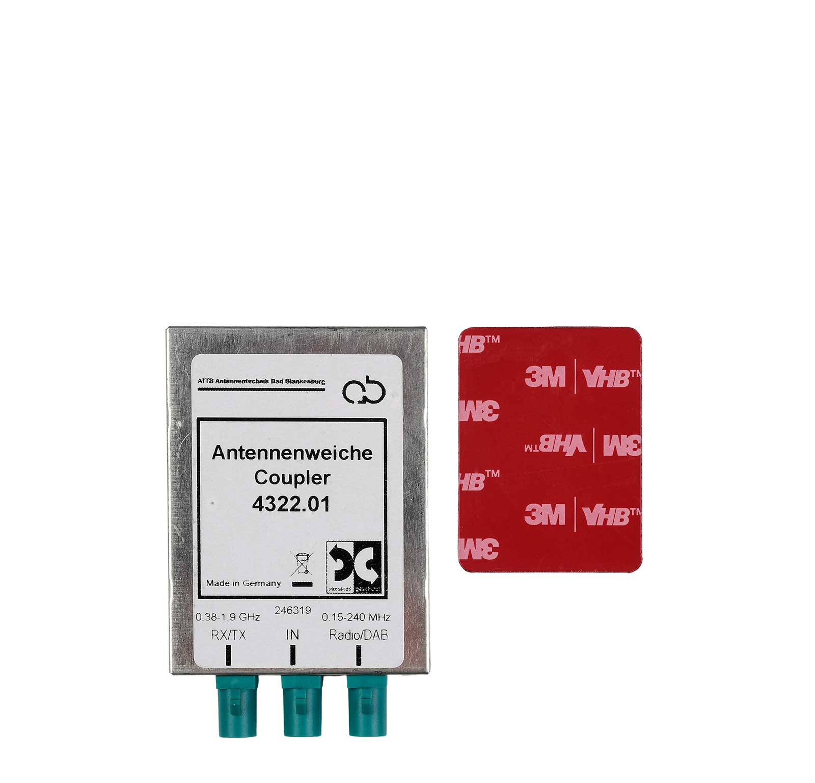 Antenne Bad Blankenburg - Antennenweiche AM/FM/DAB+ und GSM900/1800/TETRA - FAKRA - 4322.01