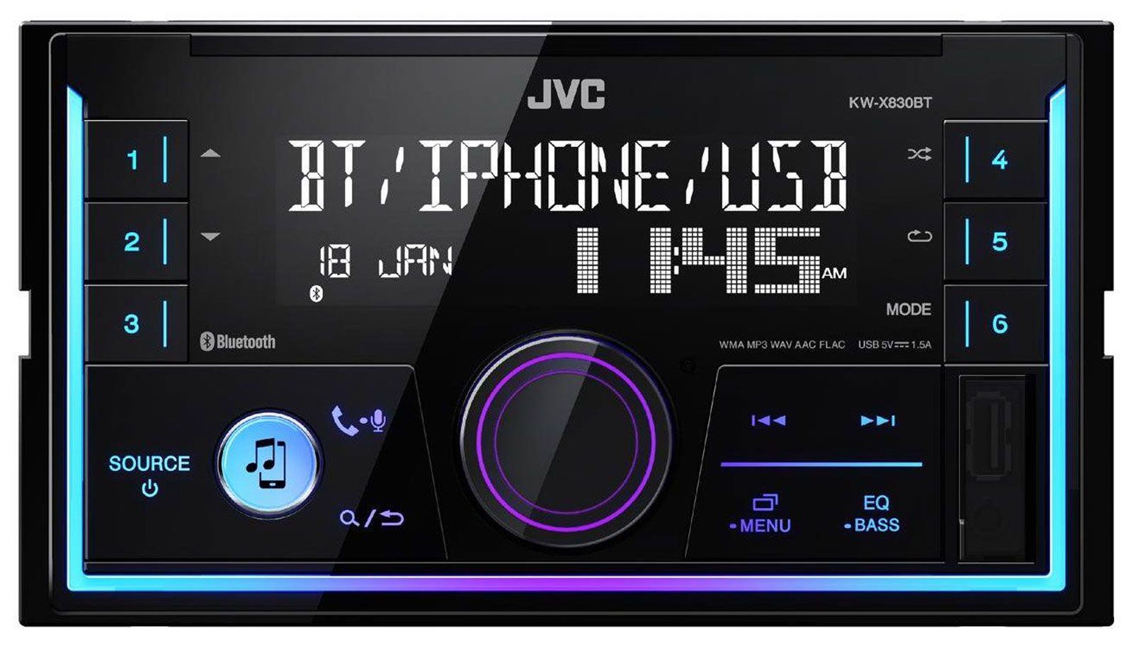 JVC KW-X830BT - Doppel-DIN MP3-Autoradio mit Bluetooth / USB / iPod / AUX-IN