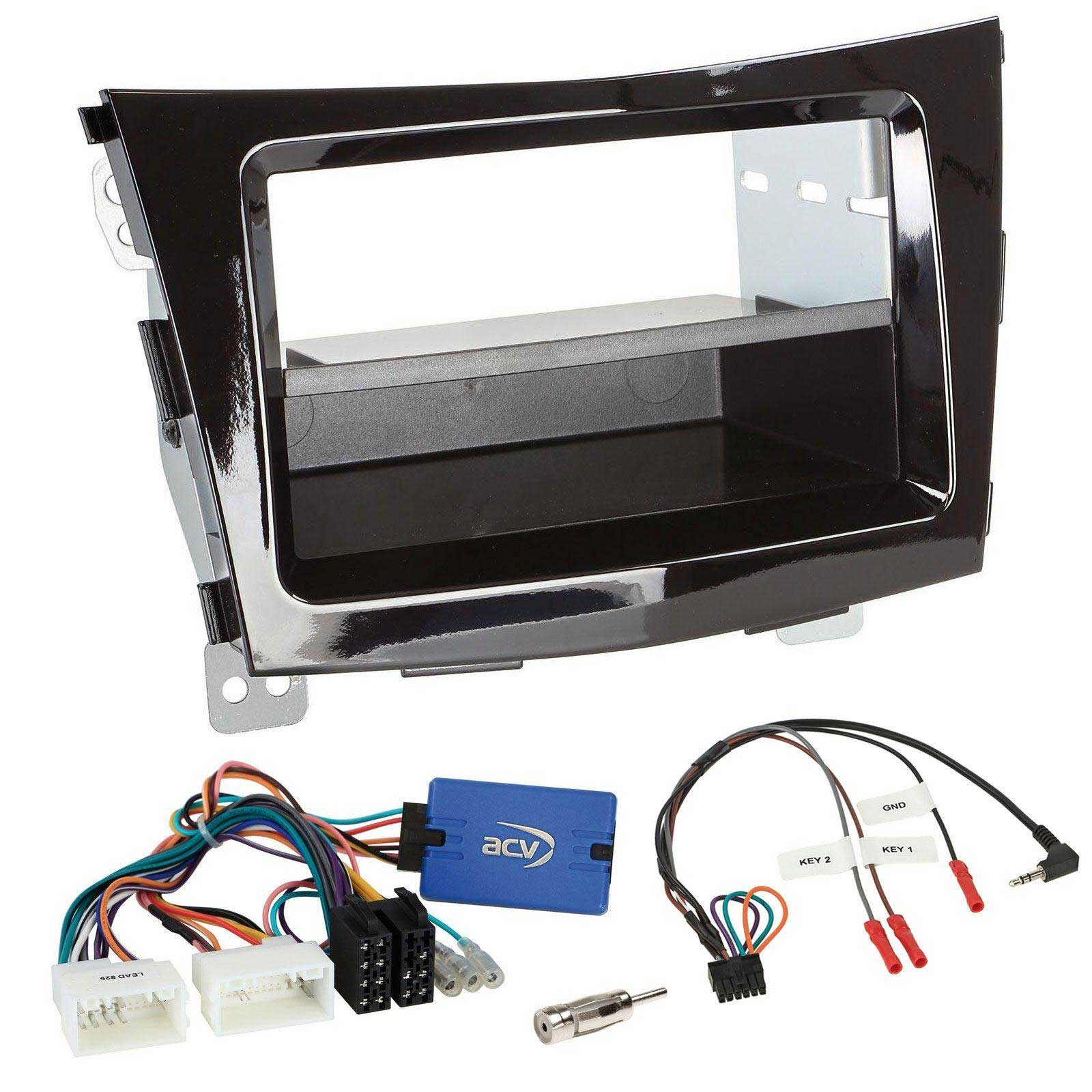 Einbauset mit Lenkradadapter f�r DIN Autoradio in SsangYong Tivoli (ab 15) - piano-schwarz