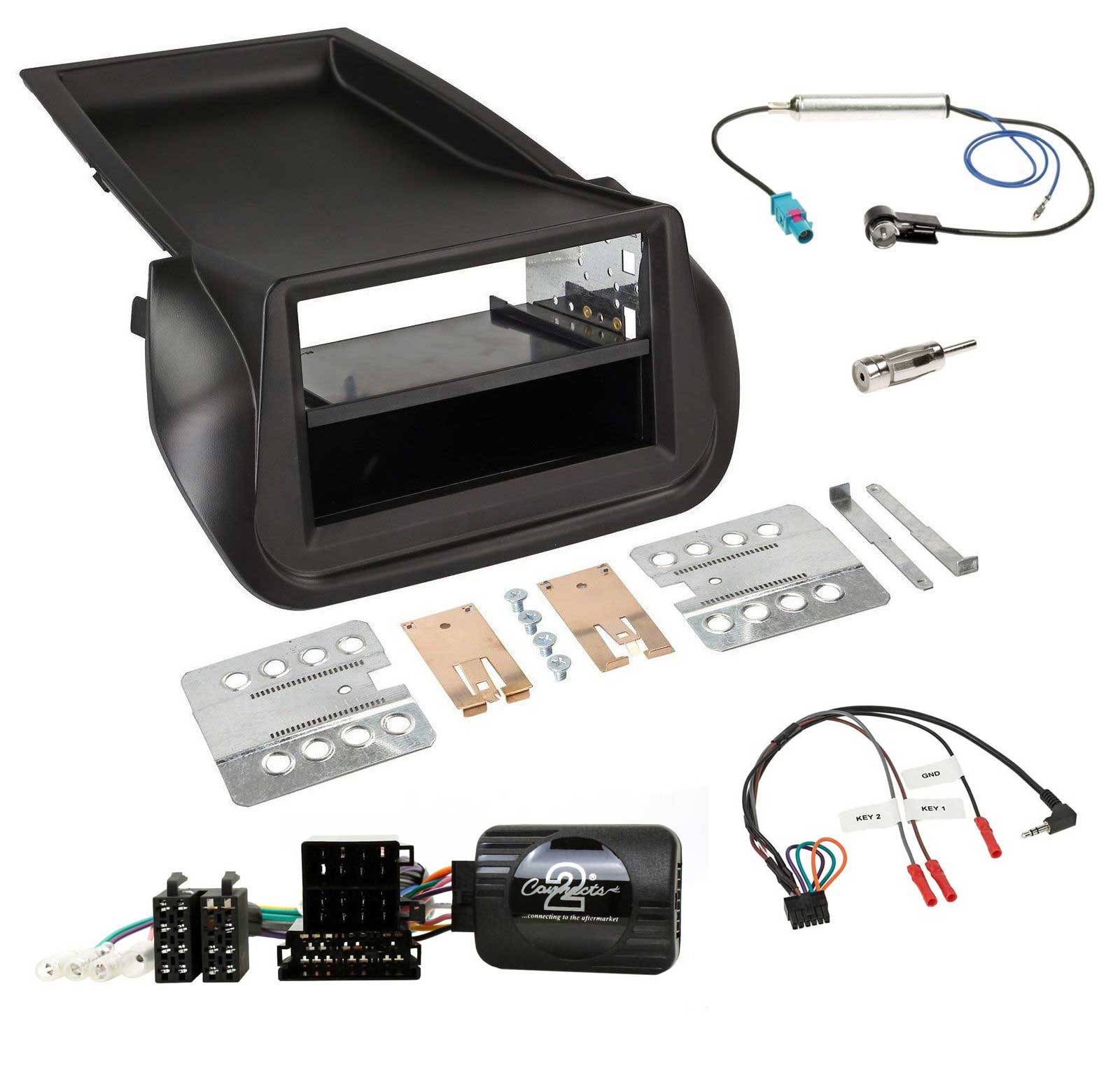 Einbauset mit Lenkradadapter fr DIN Autoradio in Citroen Nemo / Peugeot Bipper (ab 2008)
