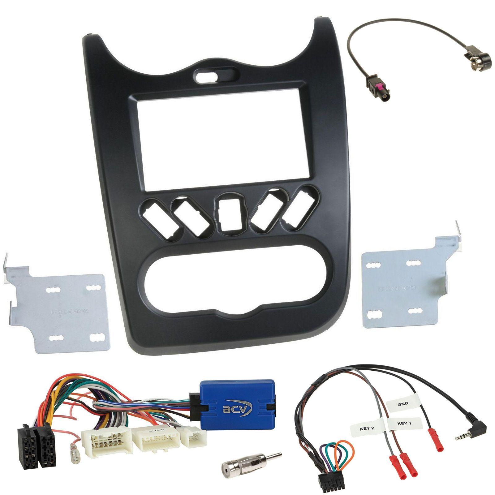 Einbauset mit Lenkradadapter f�r Doppel DIN Autoradio in Dacia Duster (SD, 2012-2013) - anthrazit