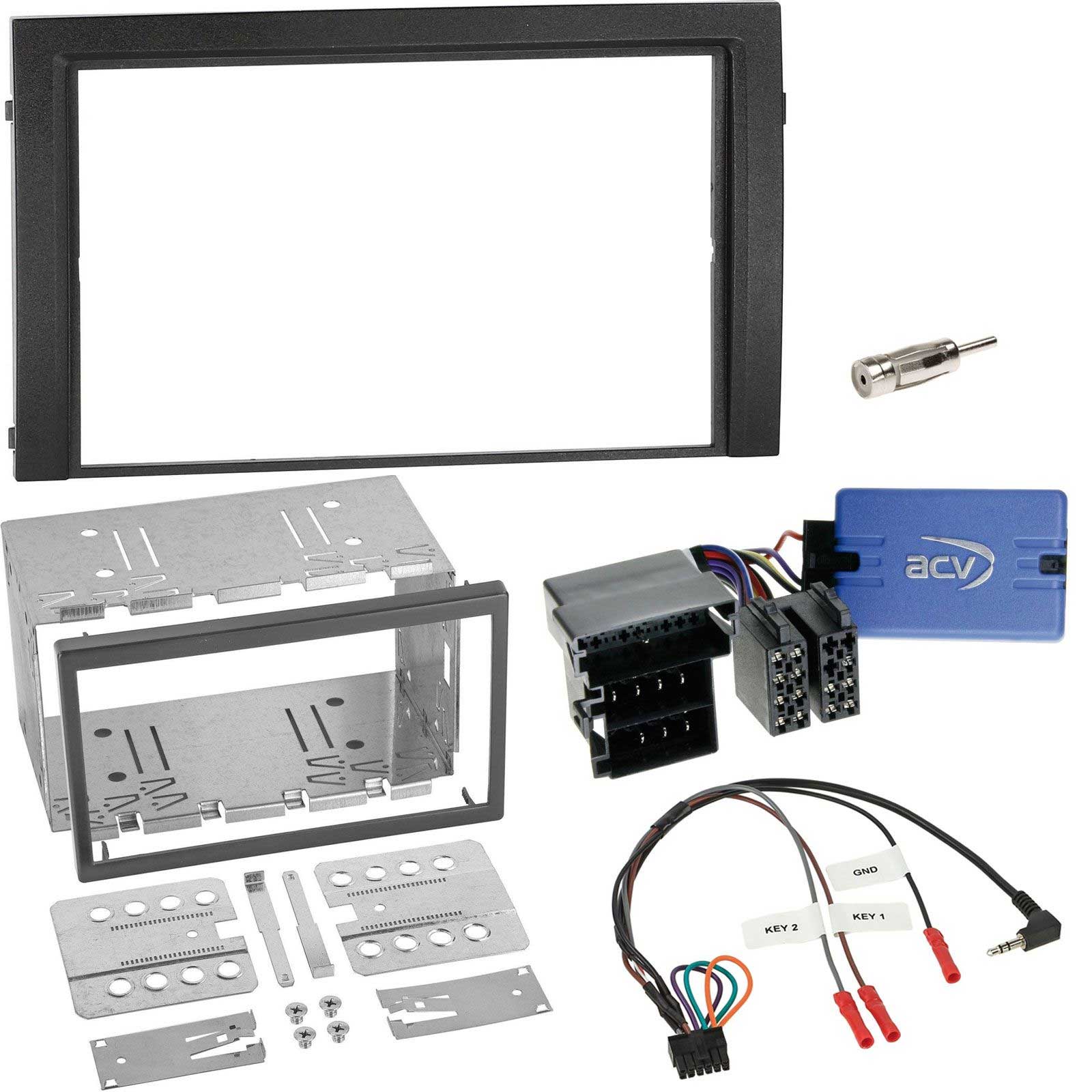 Einbauset mit Lenkradadapter f�r Doppel DIN Autoradio in Skoda Fabia (2003-2007) - ISO