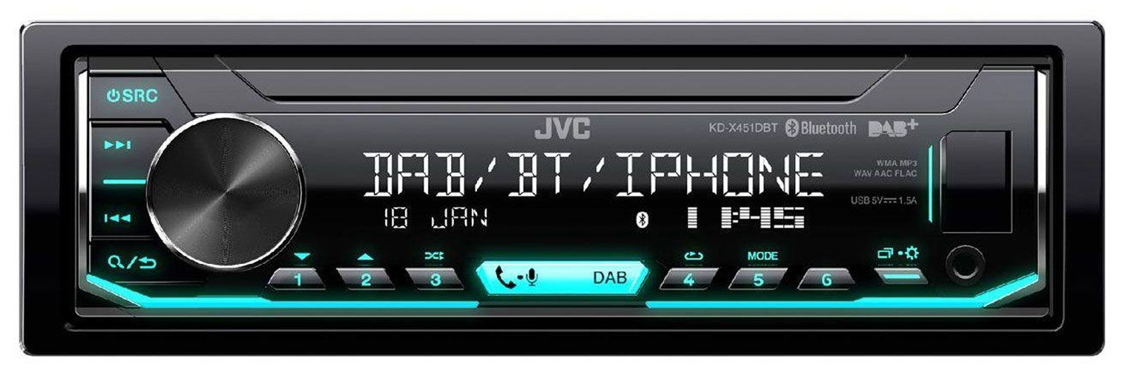 JVC KD-X451DBT - MP3-Autoradio mit Bluetooth / DAB / USB / iPod / AUX-IN