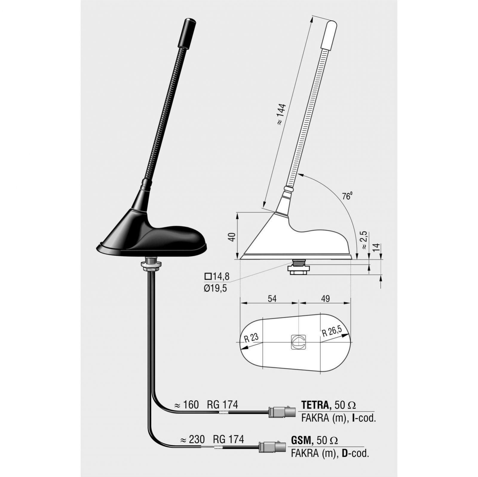 Antenne Bad Blankenburg - Kombiflexantenne, TETRA (380-400 MHz), GSM 900/1800 - 2109.01