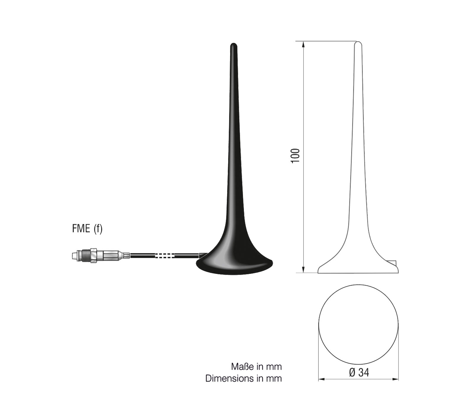 Antenne Bad Blankenburg - Magnethaftantenne GSM 900/1800, UMTS, FME (f) - 4405.001