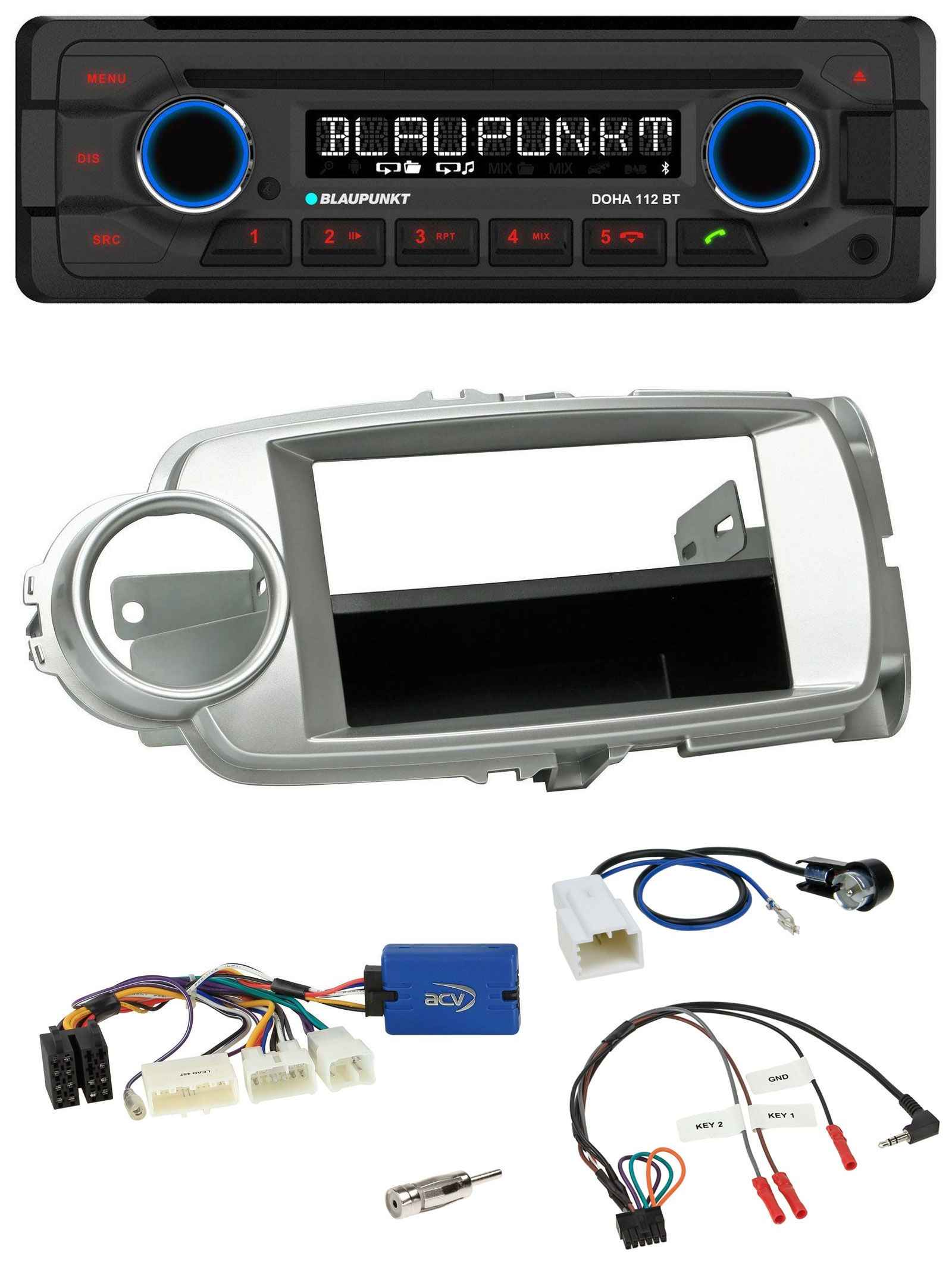 Pioneer MP3 USB CD 1DIN Lenkrad Autoradio für Toyota Yaris 2007-2011 silber 