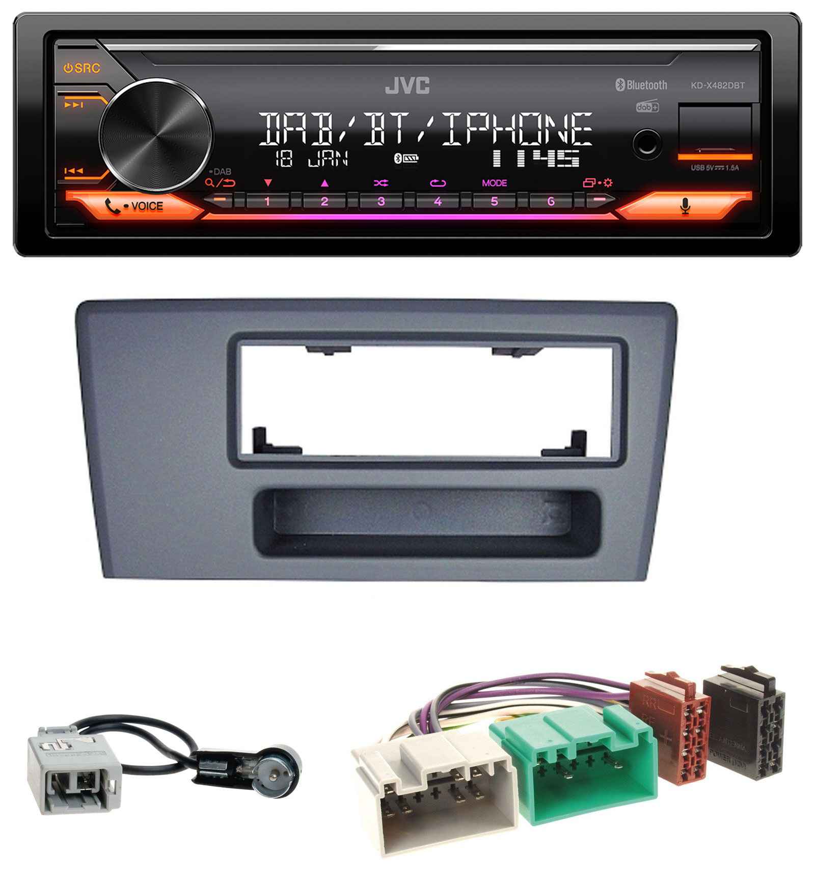 JVC MP3 USB Bluetooth AUX Autoradio für Volvo S60 S70 C70