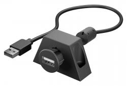 USB-Einbaubuchse mit 2 m Kabel - Verlängerungskabel mit Montagehalterung