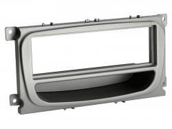 Einbaurahmen für DIN Autoradio in Ford Focus, S-Max, Mondeo (ab 2007) mit Ablagefach - silber