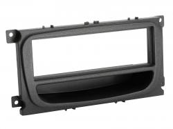 Einbaurahmen für DIN Autoradio in Ford Focus, S-Max, Mondeo, Galaxy (ab 2007) mit Ablage - schwarz