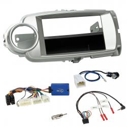 Einbauset mit Lenkradadapter für DIN Autoradio in Toyota Yaris (2011-2014) - silber, 28-Pin