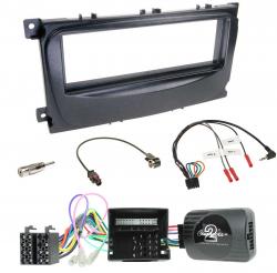 Einbauset mit Lenkradadapter fr DIN Autoradio in Ford C-Max (Can, 07-10), Focus - schwarz