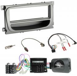 Einbauset mit Lenkradadapter fr DIN Autoradio in Ford Focus, Galaxy, C-Max (Can, ab 2007) - silber