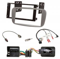 Einbauset mit Lenkradadapter fr Doppel DIN Autoradio in Ford Focus, Galaxy, C-Max - silber