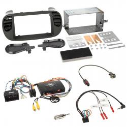 Radioblende DIN Radio Einbau Set schwarz Adapter Kabel ISO FIAT 500 ab 2007 