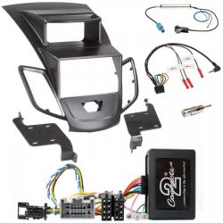 Einbauset mit Lenkradadapter fr Doppel DIN Autoradio in Ford Fiesta mit Display (2008-10) - schwarz