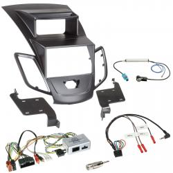 Einbauset mit Lenkradadapter fr Doppel DIN Autoradio in Ford Fiesta (10-17) mit Display - schwarz