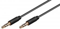 Verbindungskabel 2-Kanal Audio 3,5 mm Stecker slim - 3,0 m - schwarz