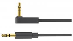 Verbindungskabel 2-Kanal Audio 3,5 mm Stecker slim abgewinkelt - 0,5 m - schwarz