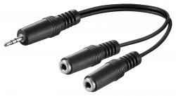 Y-Adapter 2-Kanal Audio, 3,5 mm Stecker (stereo) auf 2x 3,5 mm Buchse (mono) - 0,2 m - schwarz