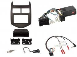 Einbauset mit Lenkradadapter für Doppel DIN Autoradio in Chevrolet Aveo (ab 11) - dunkelgraumetall