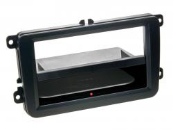 Einbaurahmen Inbay für DIN Autoradio in VW / Skoda / Seat - schwarz Rubber Touch
