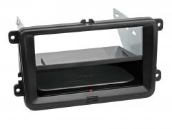 Einbaurahmen Inbay für DIN Autoradio in Seat / VW / Skoda - schwarz Rubber Touch