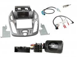 Einbauset mit Lenkradadapter fr Doppel DIN Autoradio in Ford Transit Connect (2013-18) - silber