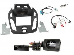 Einbauset mit Lenkradadapter fr Doppel DIN Autoradio in Ford Transit Connect (2013-2018) - schwarz