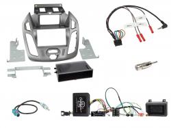 Einbauset mit Lenkradadapter fr DIN Autoradio in Ford Transit Connect silber (2013-2018)