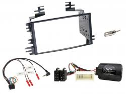 Einbauset mit Lenkradadapter fr Doppel DIN Autoradio in Kia Sportage II (2005-2008) - schwarz