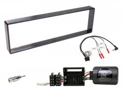 Einbauset mit Lenkradadapter fr DIN Autoradio in Citroen C4 (2004-2010) - schwarz