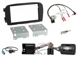 Einbauset mit Lenkradadapter fr Doppel DIN Autoradio in Mercedes SL (R230, 2000-2006)