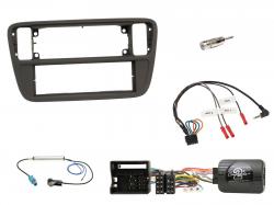 Einbauset mit Lenkradadapter fr DIN Autoradio in Skoda CitiGo, Seat Mii (2011-2016)