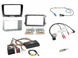 Einbauset mit Lenkradadapter fr Doppel DIN Autoradio in Skoda Superb (08-15), 40pin, schwarz