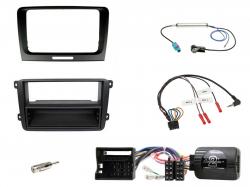Einbauset mit Lenkradadapter fr DIN Autoradio in Skoda Superb (2008-2015), schwarz