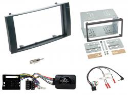 Einbauset mit Lenkradadapter fr Doppel DIN Autoradio in VW Touareg, T5 Caravelle Multiv (2002-2010)